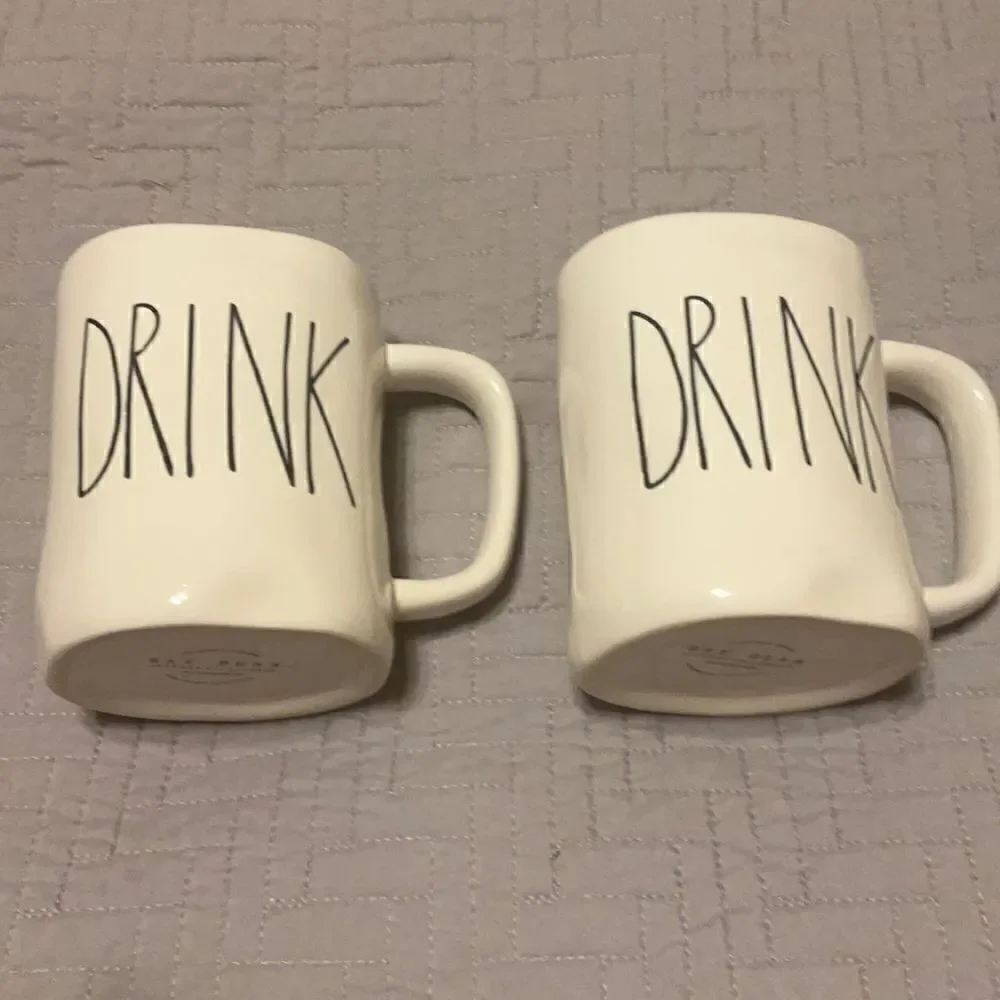 Rae Dunn Pair of Mugs “DRINK”   EUC. No stains or chips.